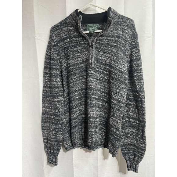 Woolrich Wool Blend Sweater Womens Charcoal Heather Pullover 1/4 Zip Size L - Picture 3 of 5